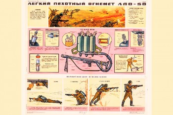 0948. Военный ретро плакат: Легкий пехотный огнемет ЛПО-50