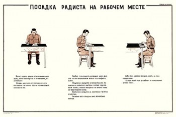 0200. Плакат Советской Армии: Посадка радиста на рабочем месте