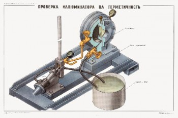 2068. Плакат Советской армии: Проверка иллюминатора на герметичность