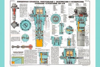 2081. Плакат Советской армии: Авиационный взрыватель универсальный с электрическим и механическим пусковыми устройствами АВУ-ЭТМ