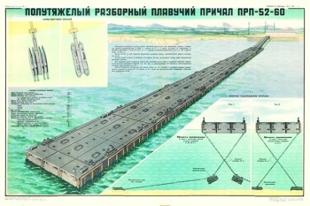 2090. Плакат Советской армии: Полутяжелый разборный плавучий причал ПРП-52-60