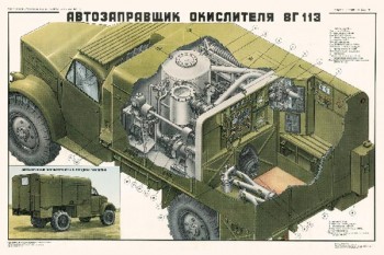 2097. Плакат Советской армии: Автозаправщик окислителя ВГ 113